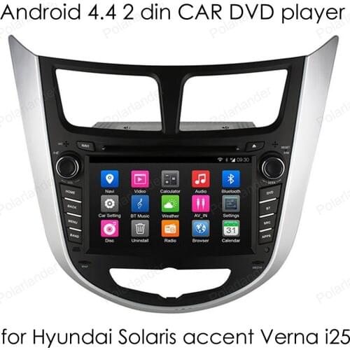 2 din Android 4.4 Car DVD Player touch Screen auto radio 1024*600 Video GPS for Hyundai Solaris accent Verna i25 Quad Core