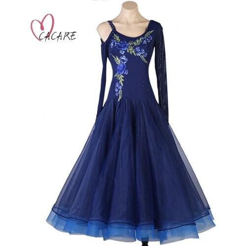 Ballroom Waltz Dresses Dance Competition Dresses Ballroom Dress Standard Customized Size D0446 Long Sleeve Rhinestones Orange