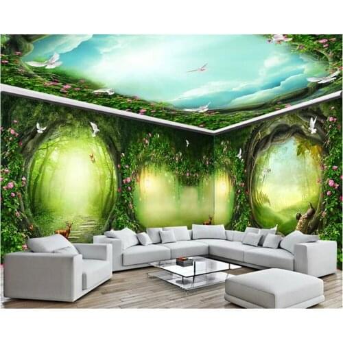 Beibehang Large high-end fashion 3D mural fantasy fairy forest full house wallpaper TV sofa background living room mural
