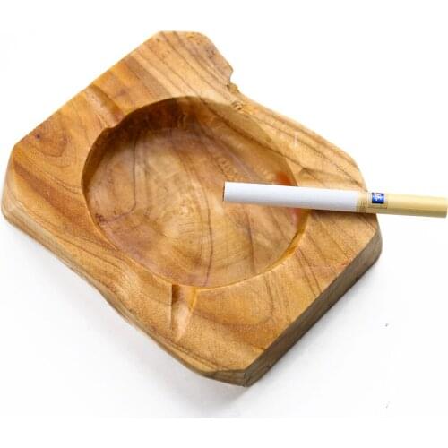 Wooden Ashtray Cigarette butt container Bamboo Desktop Ashtray Bin Tobacco Cigarette Living Room Supplies Retro Decorative