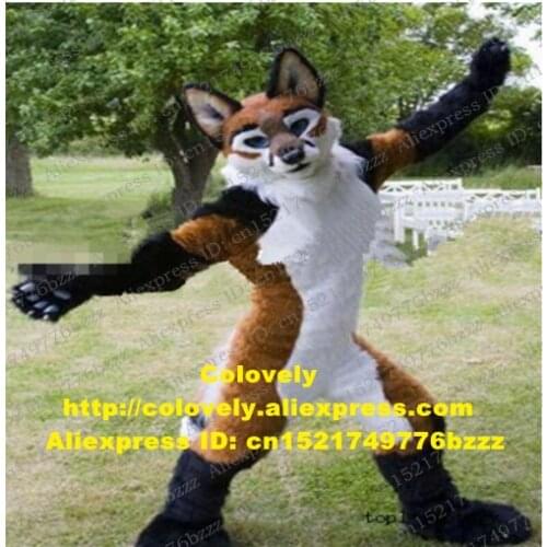 Long Fur Furry Brown Fox Wolf Husky Dog Fursuit Mascot Costume Adult Cartoon Character Lovely Annabelle About Holidays zz7589