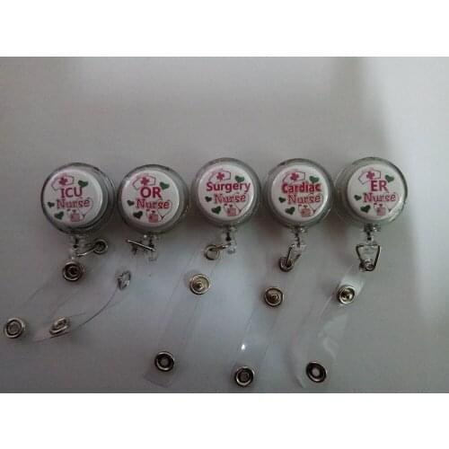ER, OR, Surgery Nurse Retractable Reel Badge Lanyard Clip Scrubs Metal Clip 10PCS/LOT