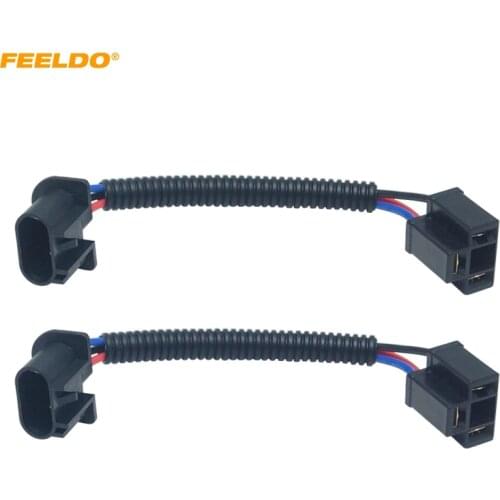 FEELDO 2PC Car HID LED Bulb Headlight Plug Adapter H4 To H13 Car Light Cord Connector Wire Harness Cable #HQ5974