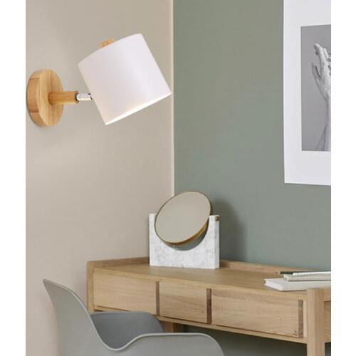 Creative wooden modern LED E27 wall lamp reading Bedroom Bedside Lighting study home improvement macaron color wall light