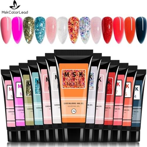 MSK Color Lead Color Nail Extend Jelly Poly UV Gel Design Poly Nail Polish Finger Builder Acrylic Gel Nail Art Manicure 15g