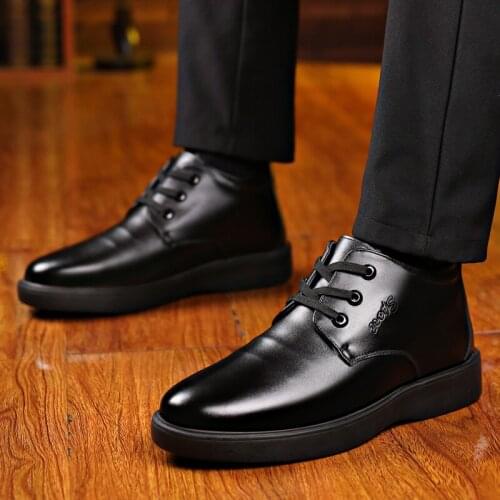 Nice Pop Winter Mens Boots Thick Plush Men Snow Boots Waterproof Non-Slip Business Shoes Outdoor Warm Boots Casual Shoes