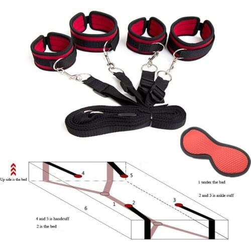 Bdsm Sex BDSM Bondage Restraints System Sex Handcuffs & Ankle Cuffs & Eye Mask Erotic Accessories Set Sex Toys for Women Men