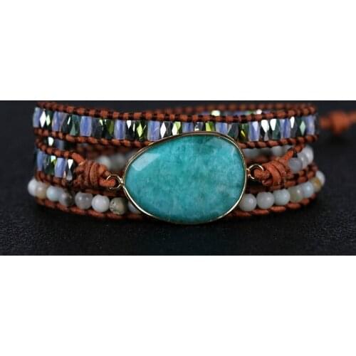 2020 new Wrap Bracelet Natural Stones amazonite Boho Long Friendship Bracelet Unique Handmade Ethnic Bracelets lovers jewelry