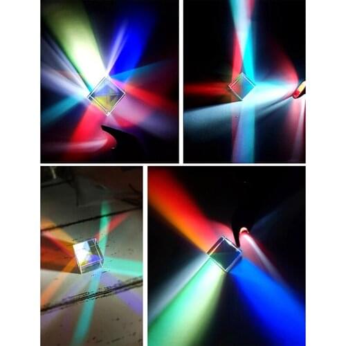 NEW Colored Cubes Prism 6-Sided Bright Light Combine Cubes Prism Beam Splitting Optical Experiment Photo Prop