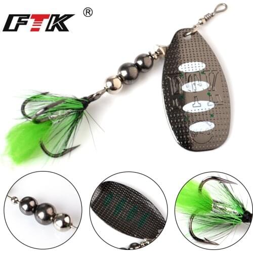 FTK Fishing Lure Spinner Bait Lures 1pcs 8g 13g 19g Metal Bass Hard Bait With Feather Treble Hooks Wobblers Pike Tackle