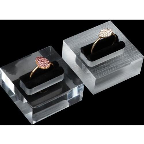 Clear Acrylic Square Jewelry Holder Photography Prop Cosmetics Rings Display Pad