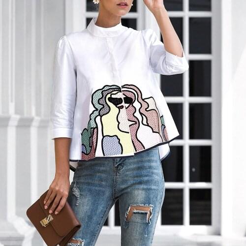 Retro Floral Embroidery Shirts Women 2021 Summer Spring Fashion Half Sleeve Casual Loose Tshirts Elegant Ladies Babydoll Shirt