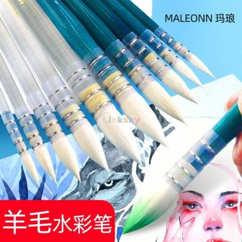 MALEONN 608SRQ Mop Round Watercolor Detail Paint Brushes, Goat Hair for Watercolors,Acrylics,Inks,Gouache,Oil and Tempera