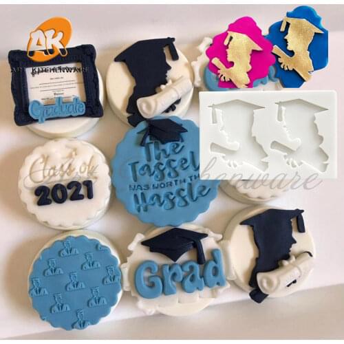 DIY Graduate Silicone Molds Owl Bachelor Cap Fondant Mold DIY Party Cake Decorating Tools Candy Clay Chocolate Gumpaste Moulds