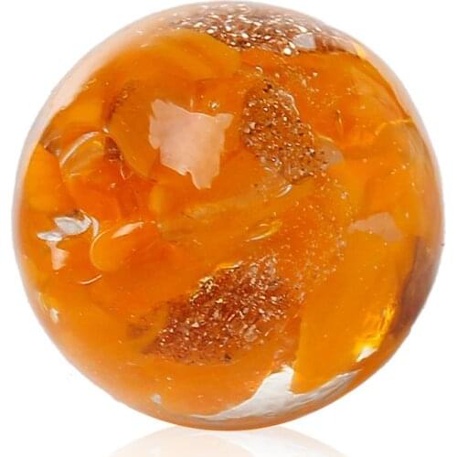 Lampwork Glass Beads Round Yellow Glitter About 12mm( 4/8") Dia, Hole: Approx 1.5mm-2.5mm, 2 PCs