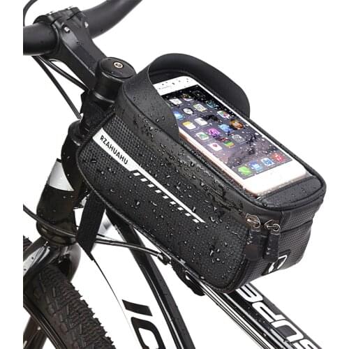 Waterproof bicycle rack bag hard shell bag touch screen mobile phone bag mountain bike bicycle front beam bag riding accessories