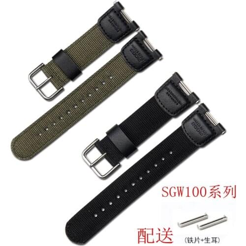 Military Green BlACK Nylon Watchband for SGW-100 SGW100 Waterproof Strap Replacement Driving Sport Watch Accessories