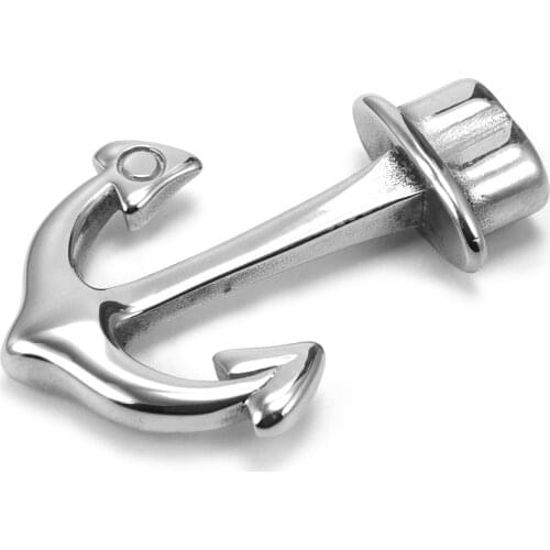 316L Stainless Steel Anchor Hook Double Hole Fit 5mm Leather Rope Bracelet Clasp Accessory DIY Mens Jewelry Connectors Findings