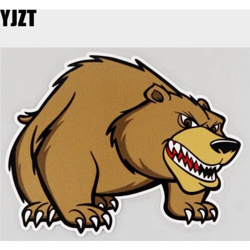 YJZT 14.4CM×10.8CM Wild Animal Angry Bear Wandering Car Sticker PVC Decal 11C-0491