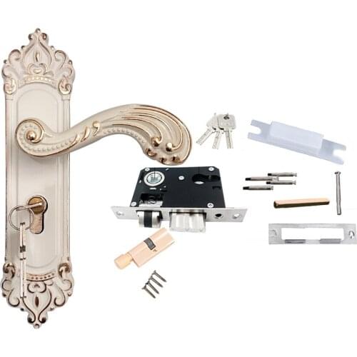 European Style Bedroom Handle Lock Door Lock Key Kit Combination Aluminum Alloy Retro Lock Family Room Door Hardware Accessories