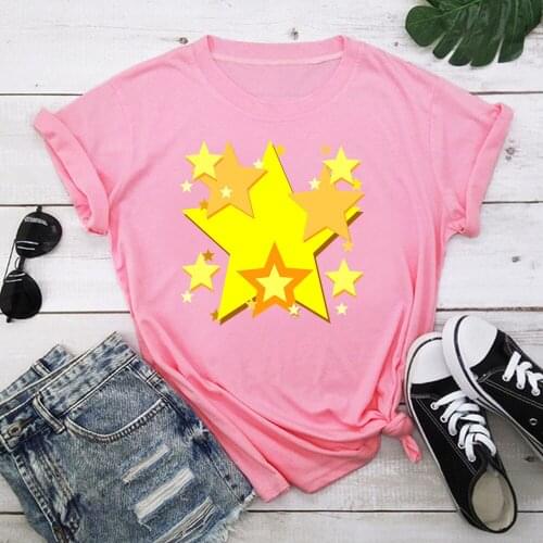 Five-Pointed Star Harajuku T Shirt Women Short Sleeve O Neck Loose Tshirt 2021 Summer Tee Tops Short Sleeve Female TX8191