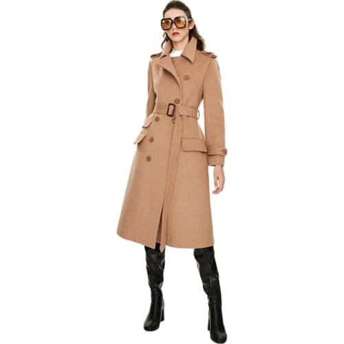 2021 Winter Woolen Coat Women Fashion Classic Overcoat Female Thick Windbreaker Elegant Office Ladies Streetwear Clothes