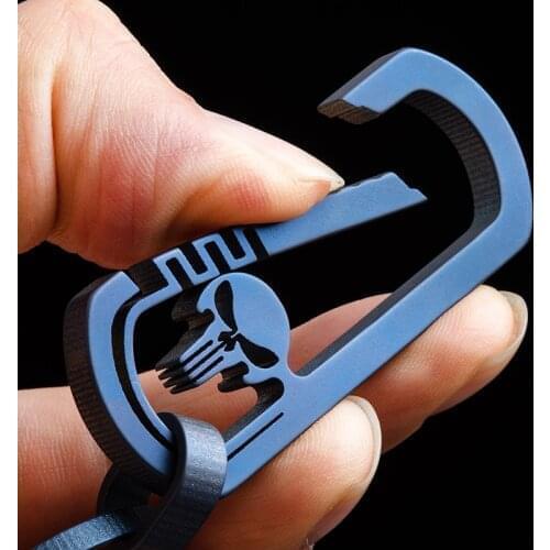 1pcs Toy Sports Outdoor EDC Titanium Alloy Skull Buckle Carabiner Keychain Hook Multi Travell Key Ring Clip Titanium Alloy