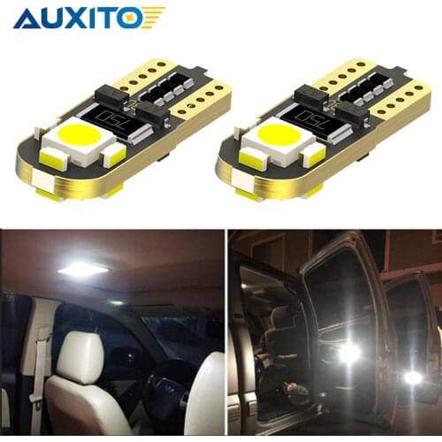 AUXITO 2Pcs T10 W5W Led Super Bright Canbus Car Lights 6000K White Auto Interior Lights 12v Clearance Parking Number Plate Lamp