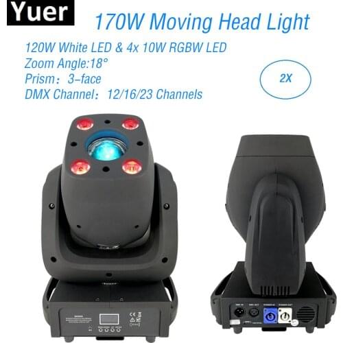 2Pcs/Lot 120W White LED 4x10W RGBW LED DMX512 Contorl Sound Party Equipment DJ Disco Club KTV LED Spot Moving Head Lights