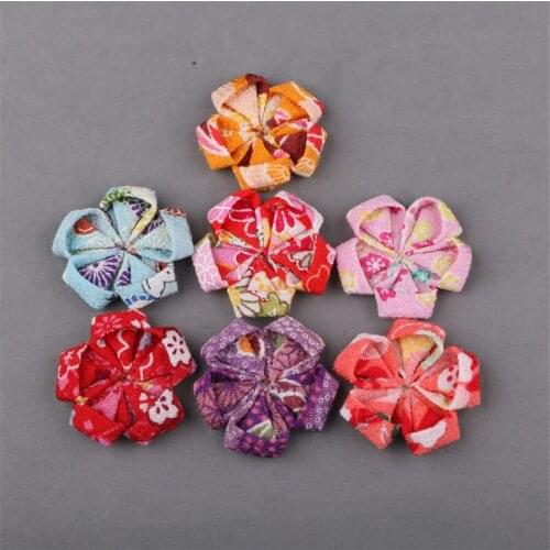 Newest 30PCs FLoral Fabric Handmade Flowers Fit Girls Hair Jewelry Ornament Garment Accessories Girls Flatback Button Patch