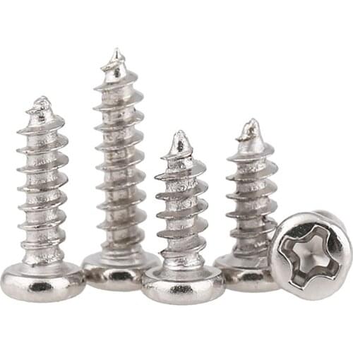 50pcs M1 M1.2 M1.4 M1.5 M1.7 M1.8 Nickel-Plated Self Tapping Round Pan Head Micro Cross Phillips Screws Length 3/3.5/4/5/6-12mm