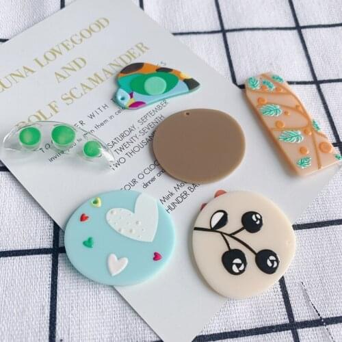 DIY jewelry accessories wholesale interesting geometric acrylic resin printing flower patch Earrings material accessories