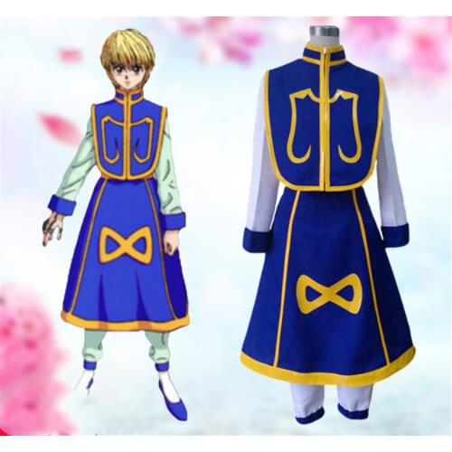 Anime Hunter X Hunter Kurapika Full Set Uniform Cosplay Vest + Dress + Pants Costume Japanese Cartoon Party Halloween