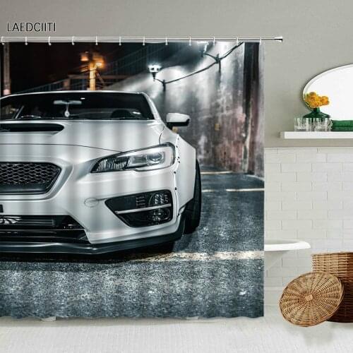 Car Shower Curtain Modern Transportation Photography Home Bathroom Wall Decor With Hook Waterproof Polyester Screen Washable