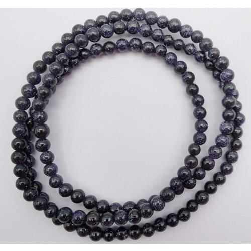 4MM Blue Sandstone Beads Bracelet Bangle Necklace Stretch 22 Inch Jewelry G750