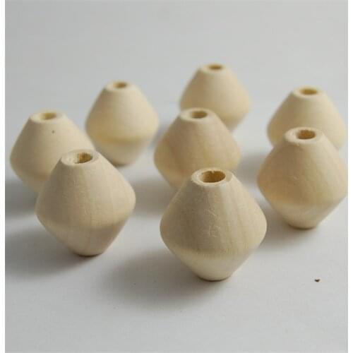 Natural 15 24 30mm Big Hole Rhombus Wood Beads for Jewelry Making Tassel Bag Accessories Unfinished Wooden Loose Beads