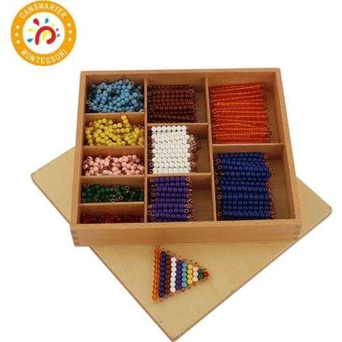 Baby Toy Montessori Math Bead Decanomial with Box Learn Arithmetic Early Childhood Education Preschool Training Learning