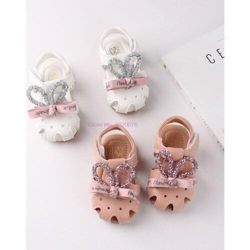 DHL 50pair Toddler Infant Baby Girls Sweet Elegant Rabbit Crystal Princess Shoes Sandals Zapatillas Nina melissa sandalen meisje