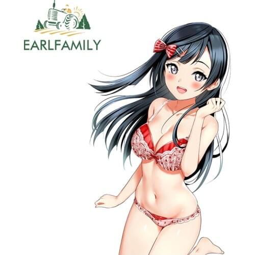 EARLFAMILY 13cm x 8.2cm for Rent A Girlfriend Car Stickers Personality Waterproof Decal Occlusion Scratch Windows VAN Decoration