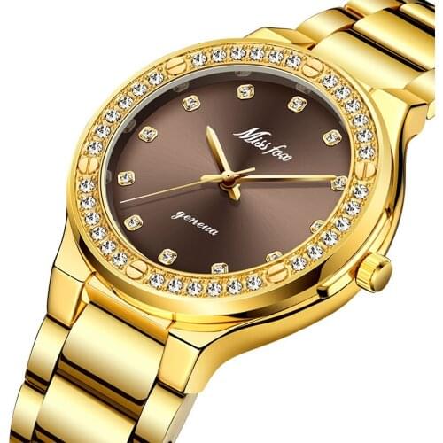 MISSFOX Elegant Woman Watch Luxury Brand Female Wristwatch Japan Movt 30M Waterproof Gold Expensive Analog Geneva Quartz Watch