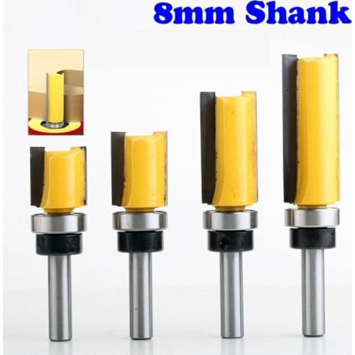 4Pcs/Set 8mm/0.3" Milling Cutters Shank Trimming Router Copy Straight Bit Rod