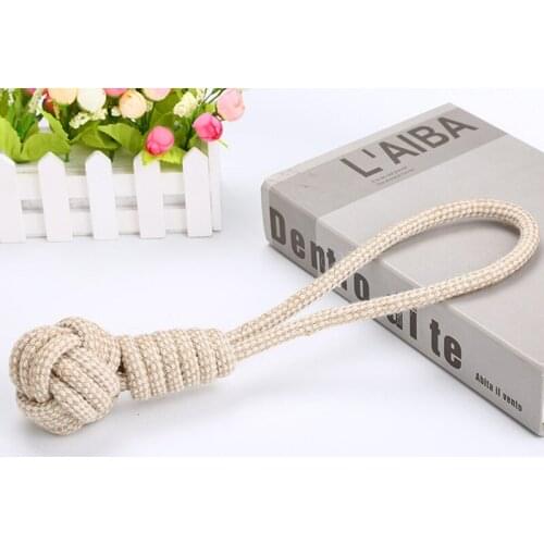 Cotton Rope Knot Ball Dog Chew Toys Pet Ball With Rope Handle Tug Toy for Puppy Pet Tooth Cleaning Playing Training