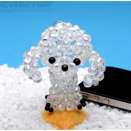 Exquisite Crystal Hand woven lovely man-made crystal big poodle Purse Bag Buckle HandBag Pendant For Car Keyrings KeyChains