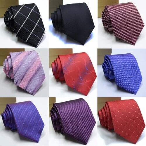 Ricnais Classic Solid Stripd 8cm Tie Blue Red For Mens Gift Floral Plain Neck Ties For Men Business Wedding Party Formal Tie