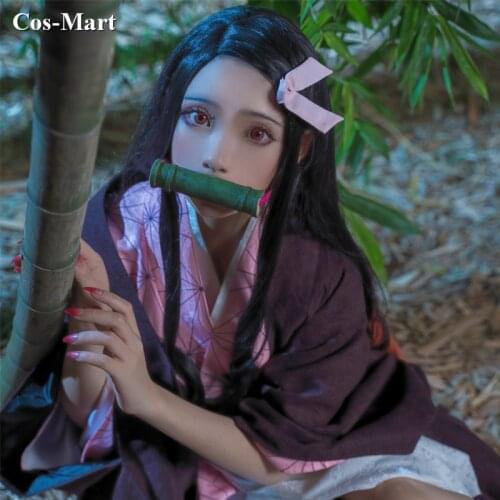 Anime Demon Slayer Kimetsu No Yaiba Kamado Nezuko Cosplay Costume Fashion Kimono Uniform Activity Party Role Play Clothing S-L