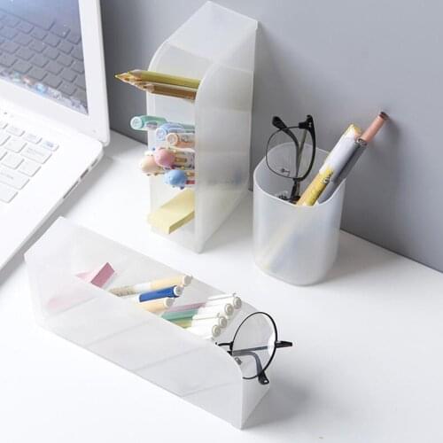 Creative Multifunctional 4 Grid Desktop Organizer Pen Holder Makeup Storage Box School Office Accessories Stationery
