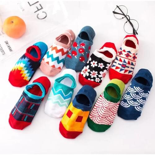 Summer New Happy Socks British Wind Leisure Socks Men and womens Bean Shoes Socks Slip-proof and heel-proof