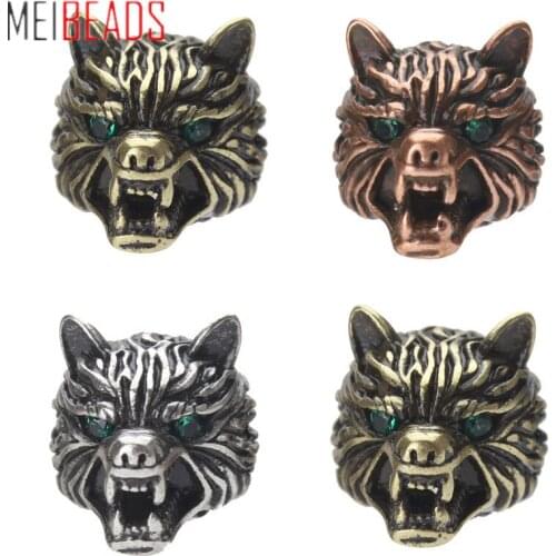 1pc 12*12mm Dragon Lion Wolf Dog Head Charms Copper Classical loose Spacers Beads Jewelry Accessories Handmade Craft Making