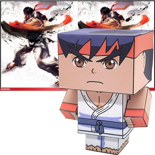 No-glue RYU Folding Cutting Mini Cute 3D Paper Model Papercraft Anime Game Figure DIY Cubee Kids Adult Craft Toys CS-038