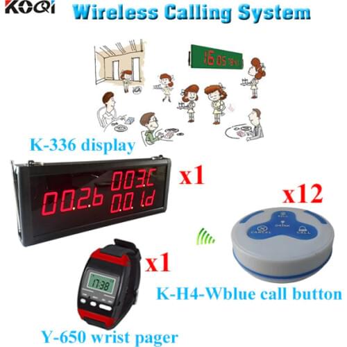 Table Paging System Competitive Price Smart Watch Vibrating Pager(1 display 1 wrist watch 12 call button)